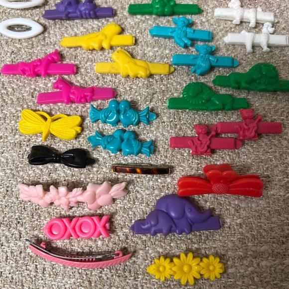 Vintage Plastic Barrettes, 80s Fashion, Girls Barrettes - Picture 5 of 6